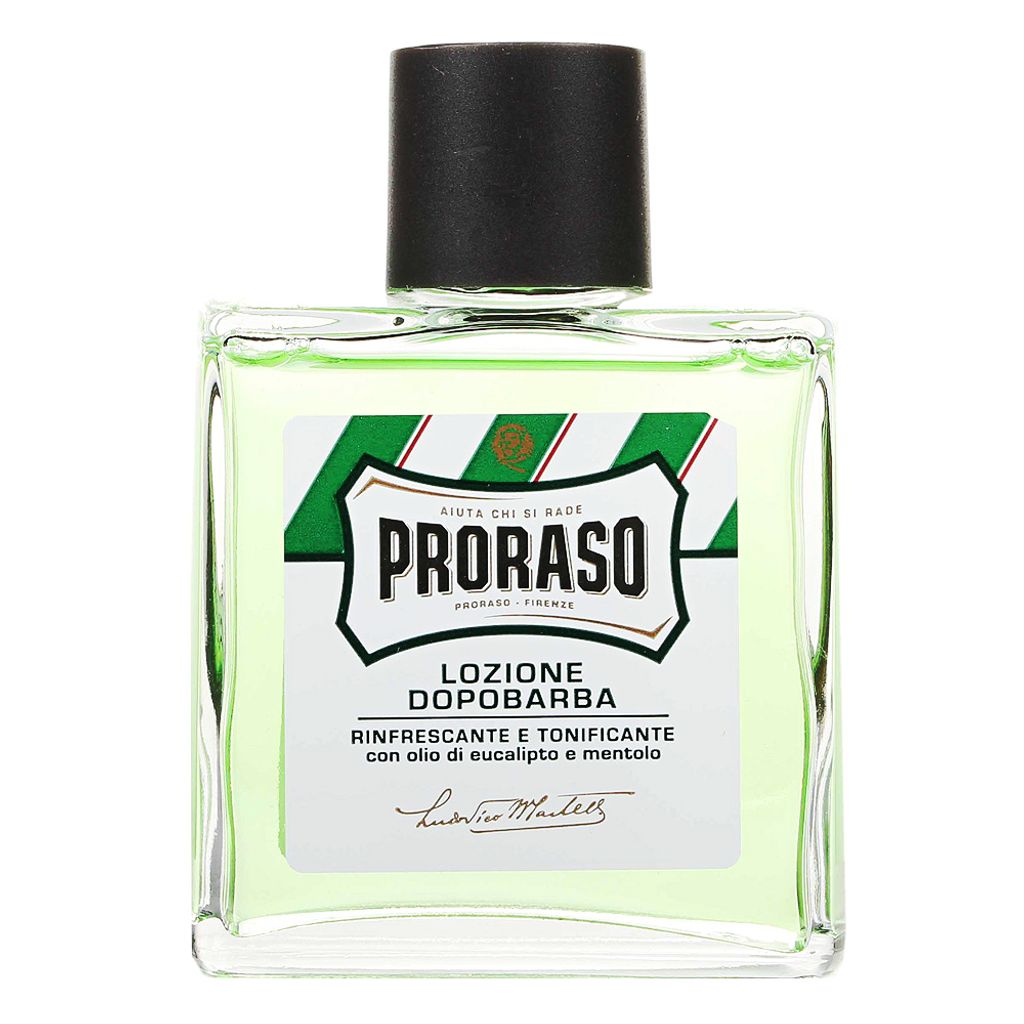 A bottle of Proraso aftershave lotion.