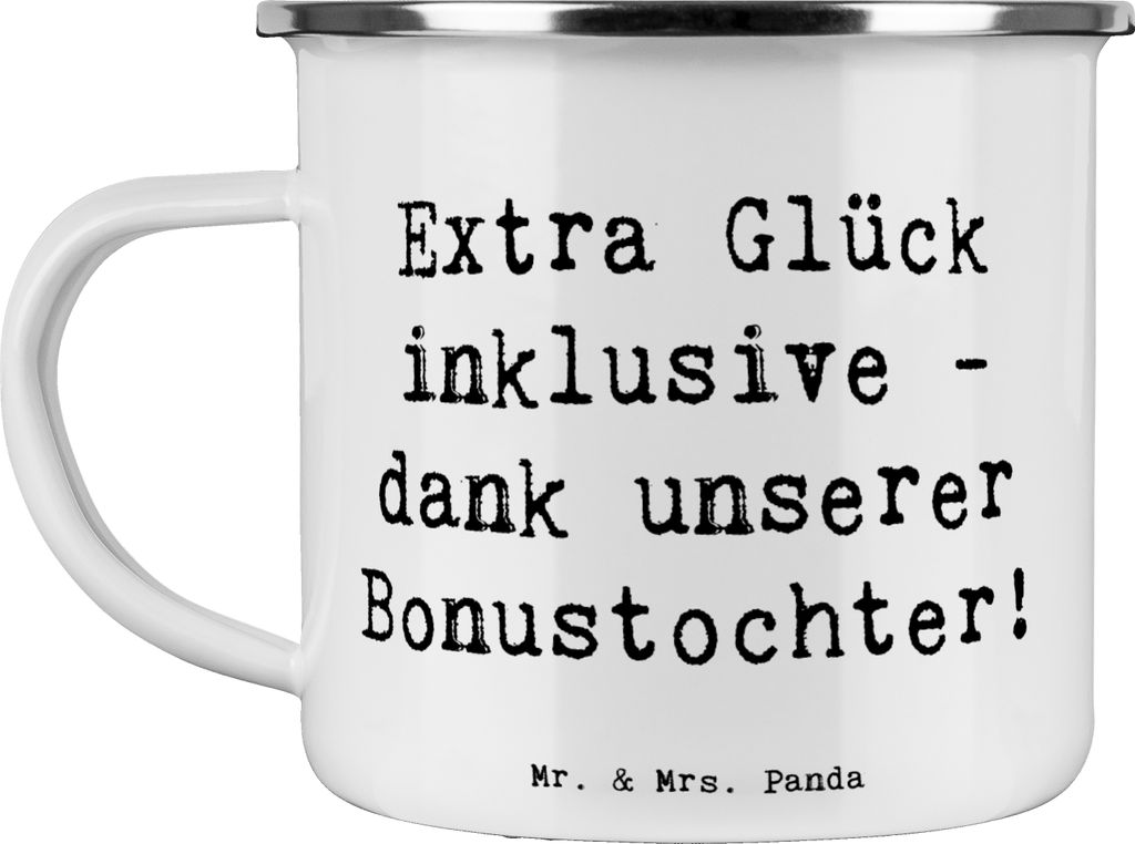 Mr. & Mrs. Panda Teetasse Spruch Bonustochter Glück - Weiß - Geschenk, blechbecher, Stieftochter, Jubiläen, Familie, Liebe, Kaffeepott, Teebeche...
