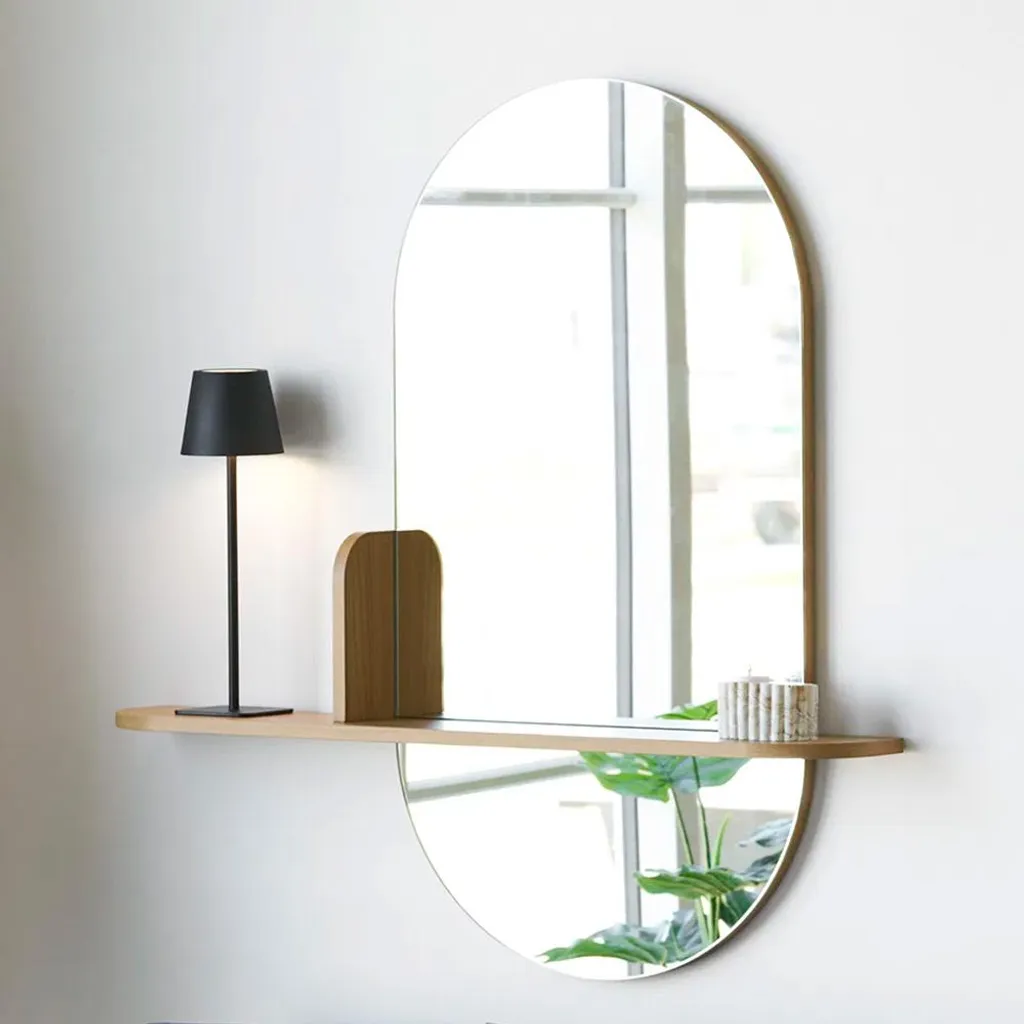 Collection Maison Miroir Mural Mette Imitation Chêne - 60x80 cm Naturel