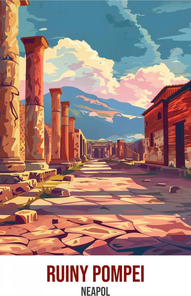 Plakat 15x20cm Ruinen von Pompeji