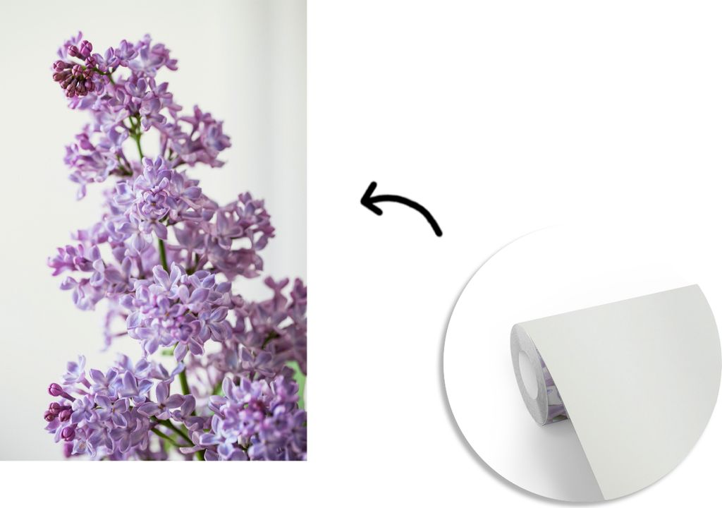 MuchoWow Fototapete für Wohnzimmer oder Schlafzimmer Wandtapete Vinyl Motivtapete Kleine Details an den Fliederblüten - 190x280 cm - Küche