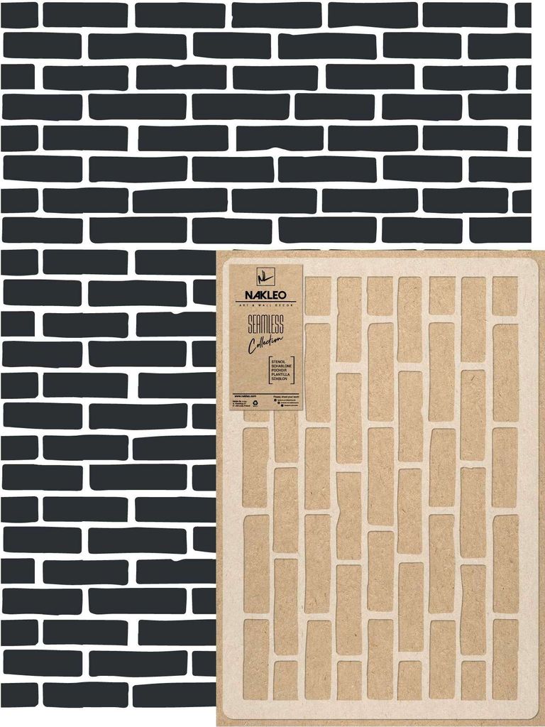Wandschablone Groß Muster, Malschablone 59x95 cm Ziegelwand Nachahmung Wiederverwendbare Kunststoff, Geometrische Tapete Wandgestaltung