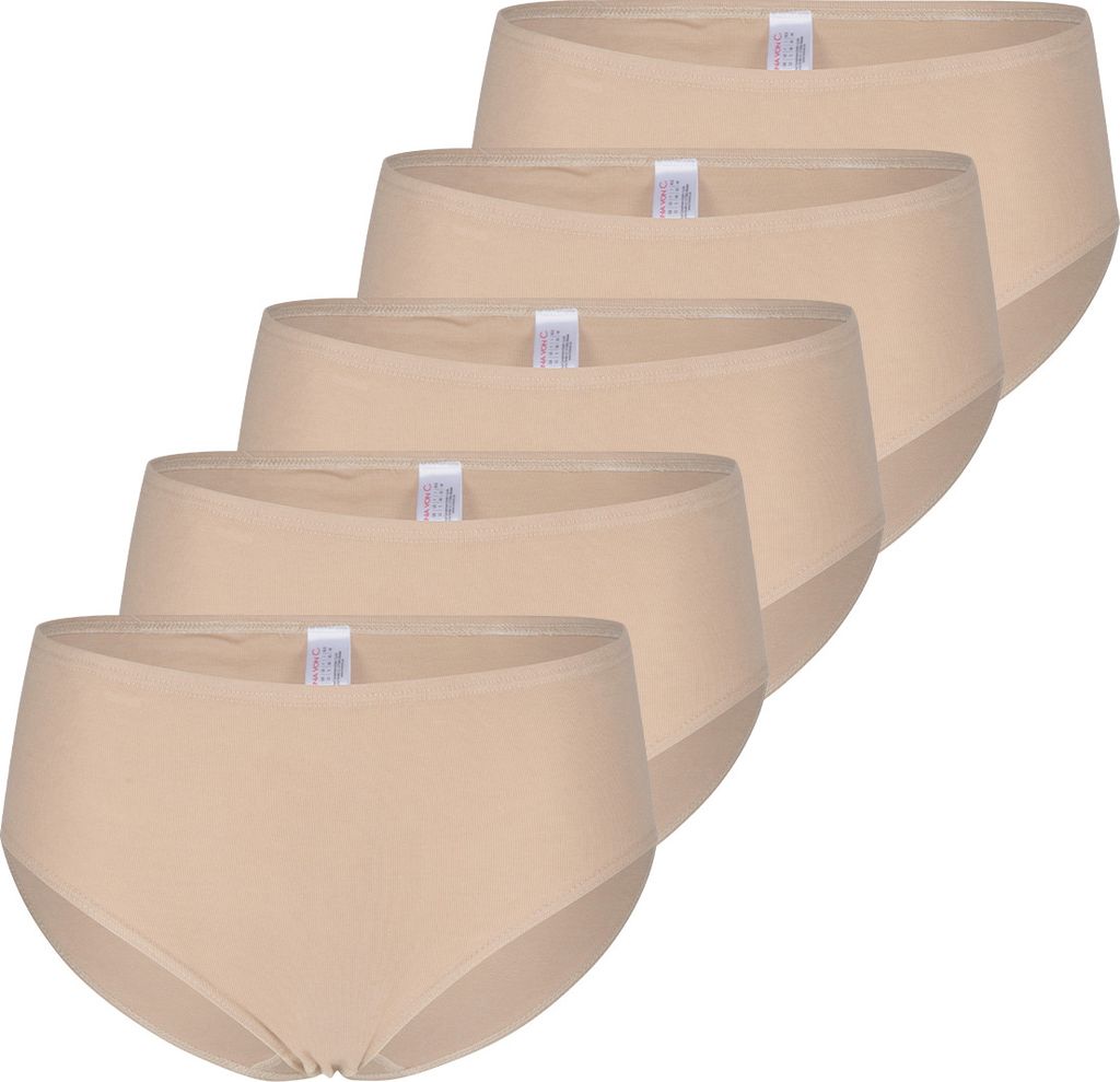 Nina von C. 5er Pack Daily Hüftslip Natürliches und strapazierfähiges Material, Eingesäumtes Gummiband an Bund und Bein, Ohne Seitennähte
