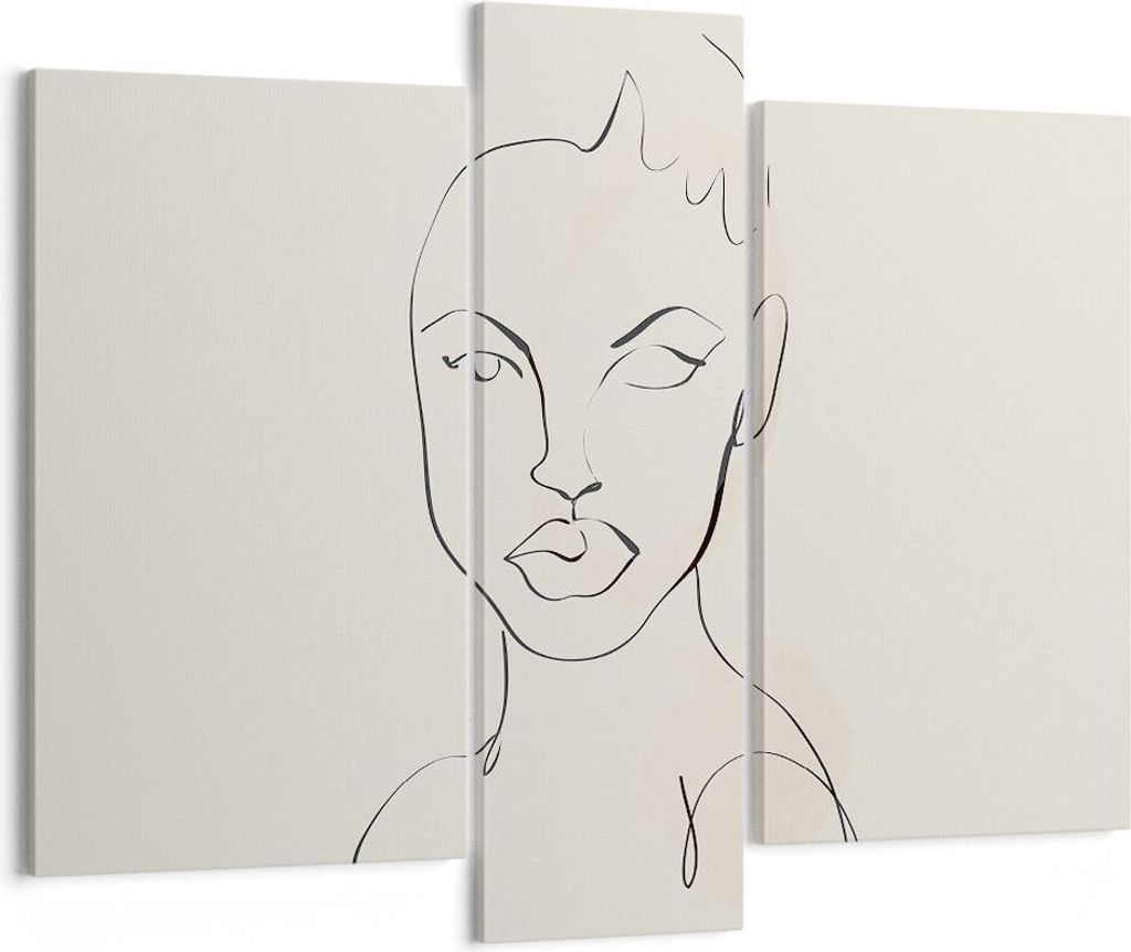 Bild auf Leinwand - Leinwandbild - 3 Teile - Porträt Afro Skizze - 95x80cm - Wand Bild - Wanddeko - Wandbilder - Leinwanddruck - Bilder - Wanddeko...