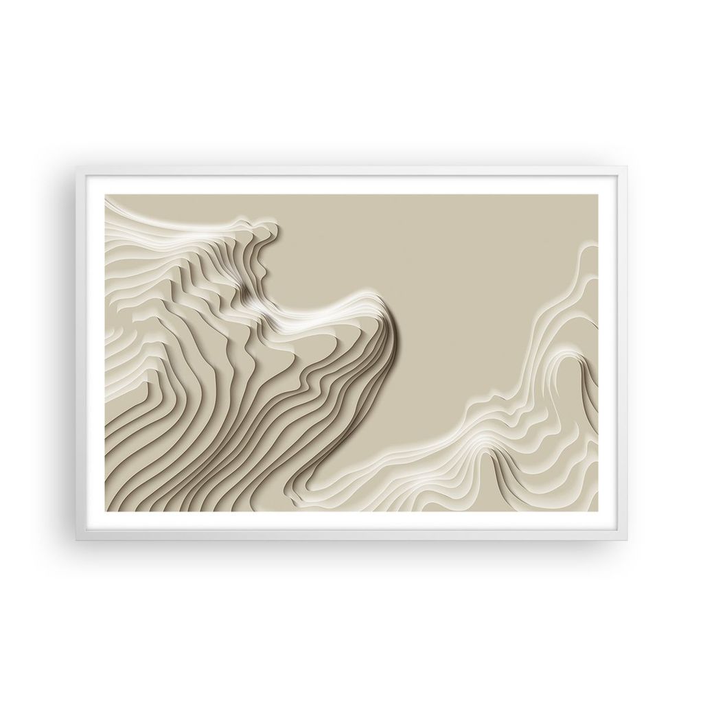 Gerahmtes Poster - Weißer Rahmen - Dreidimensional cremig strukturell - 91,5x61 cm - Wand Bild - Wanddeko - Wandbilder - Kunstposter - Wandposter ...