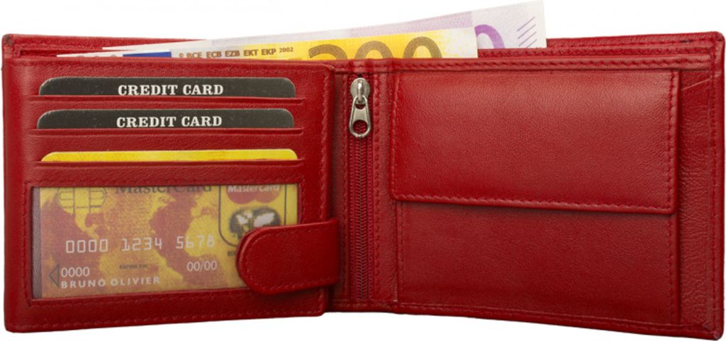 Porte-monnaie en cuir nappa Porte-titres rouge uni Image du produit 