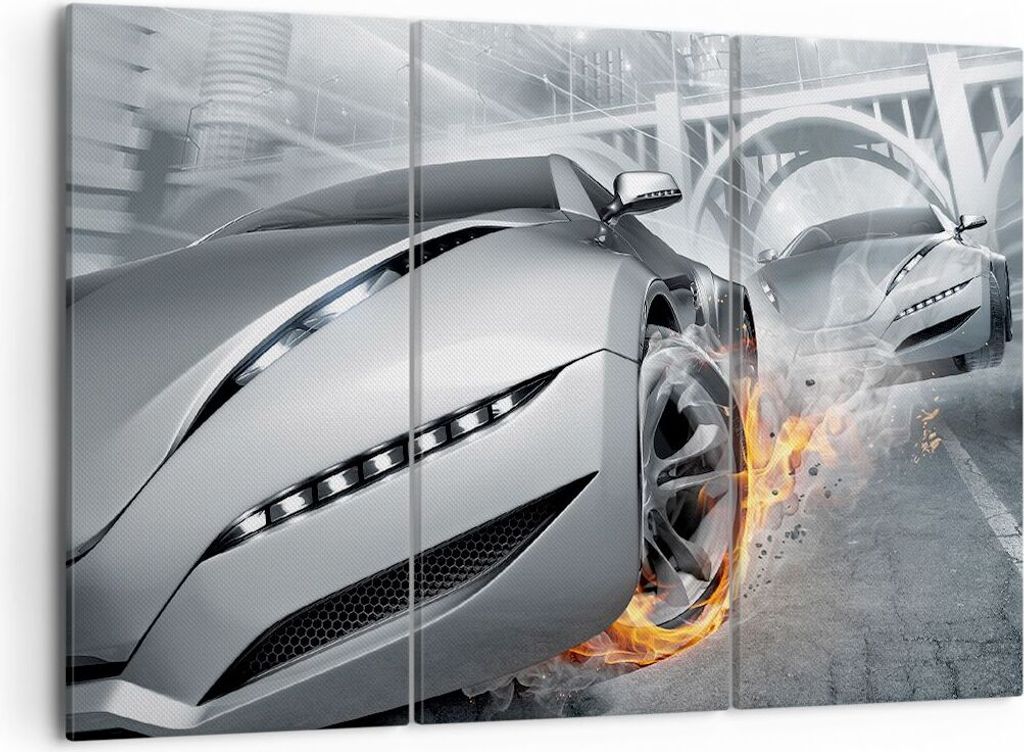 Bild auf Leinwand - Leinwandbild - Sportwagen Sport Rennen Geschwindigkeit - 105x70cm - Wand Bild - Wanddeko - Leinwanddruck - Bilder - Kunstdruck ...