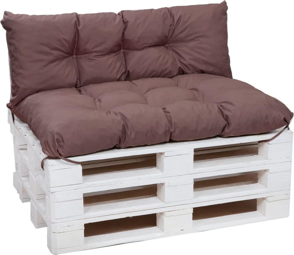 Palettenkissen Set Braun – Sitzkissen 120×60 cm & Rückenlehne 120×40 cm für Palettensofa, Terrasse und Gartenlounge