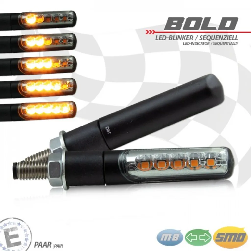 Indicateur de direction LED séquentiel BOLD SEQ en alu noir 12V