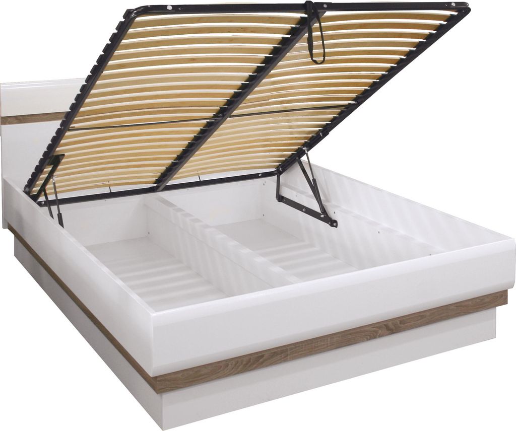 Furniture24 Bett 160/200 cm LIONEL L12 Lift Lattenrost Bettkasten Lattenrahmen klappbar