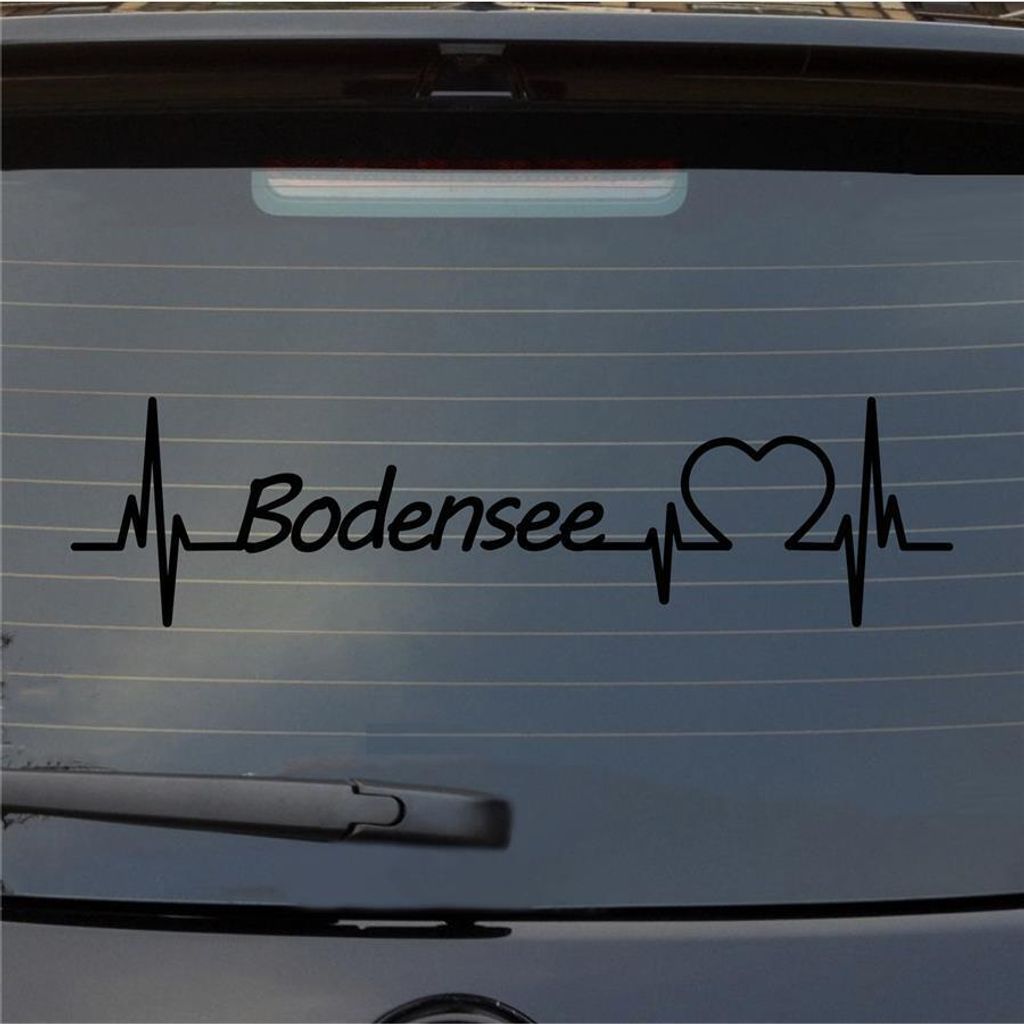 Heckscheibenaufkleber Bodensee Herzschlag Puls See Sea Liebe 55x14 cm Schwarz Matt Auto Aufkleber Sticker