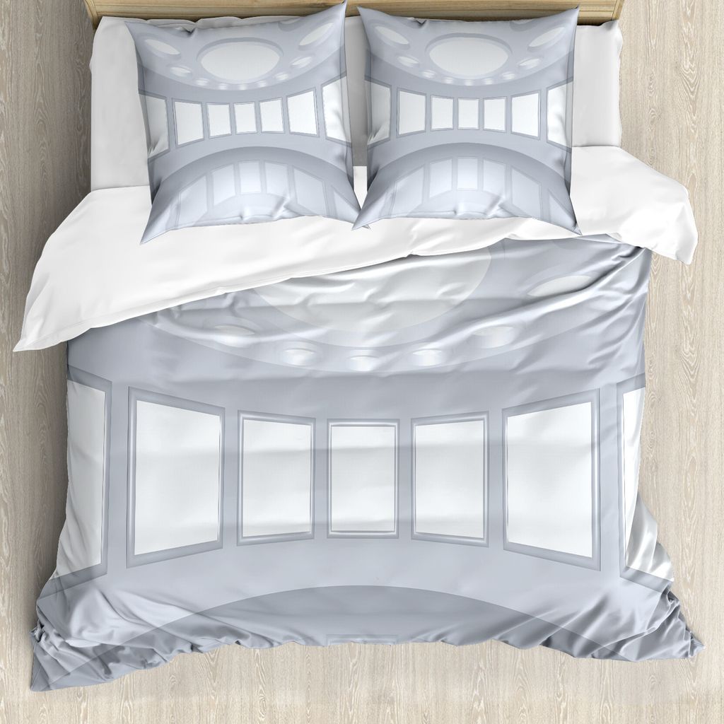 ABAKUHAUS Modern Bettbezug, Bildergalerie 3D, Milbensicher Allergiker geeignet mit Kissenbezügen, 200 cm x 200 cm - 80 x 80 cm, weiß Kokosnuss