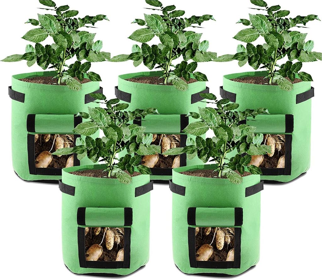 5er Pack 7-Gallonen-Gartenpflanzbeutel - Gartenwanne für den Anbau von Gemüse / Kartoffeln / Karotten / Zwiebeln / Karotten