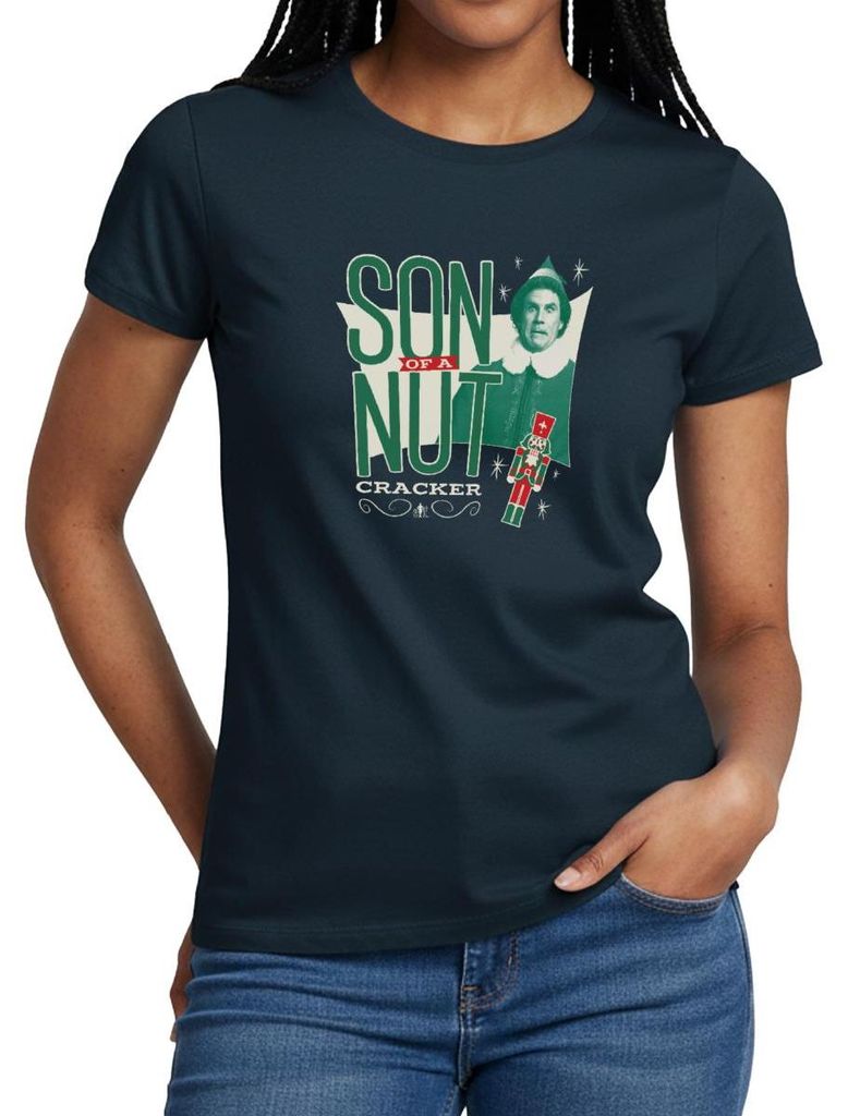 Spreadshirt Buddy Der Weihnachtself Nussknacker Frauen T-Shirt, S, Navy