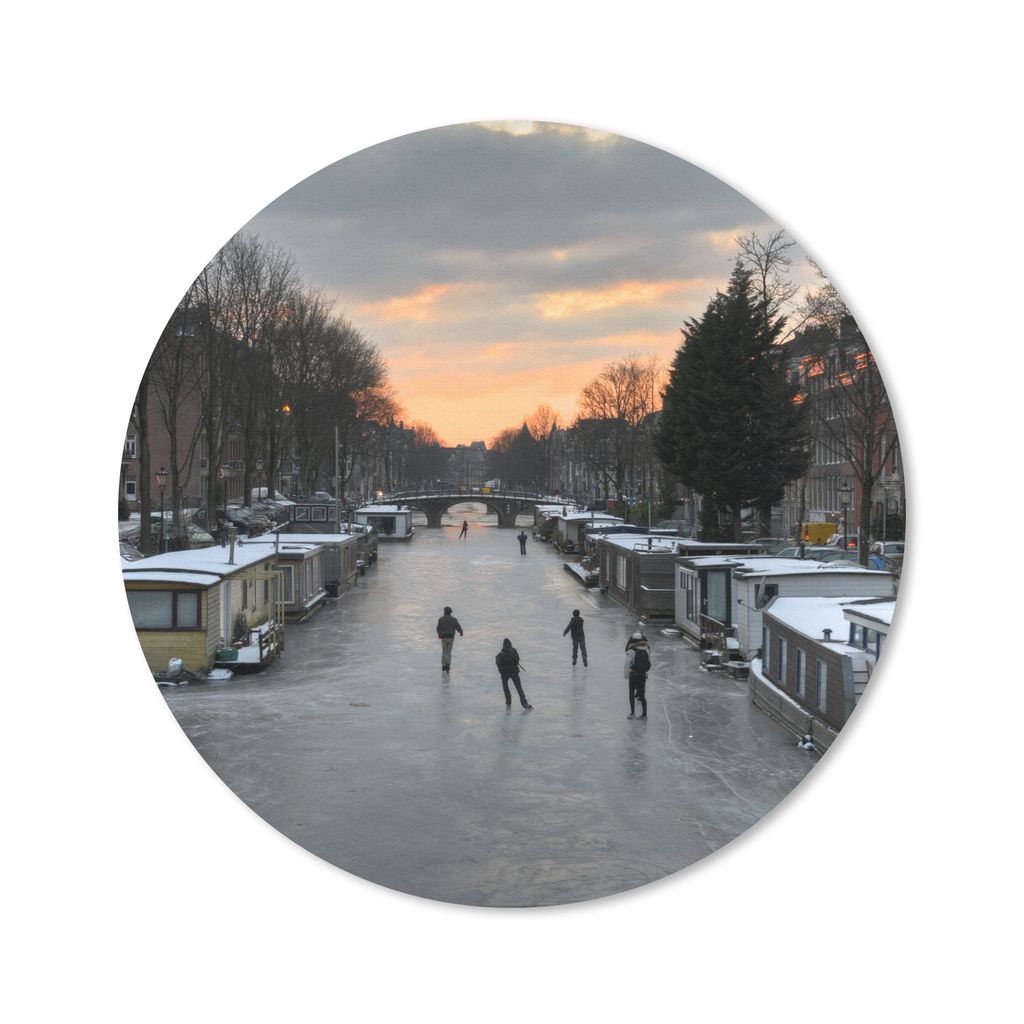 MuchoWow Mauspad Mousepad Amsterdam - Schlittschuhlaufen - Winter 50x50 cm - Mousepads - Maus Mat - Pad - Mausunterlage - Vinyl