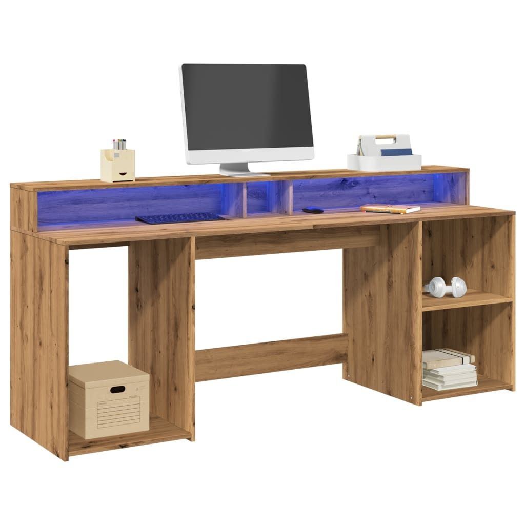 Maison Exclusive - LED-Schreibtisch Artisan-Eiche 200x55x91 Holzwerkstoff