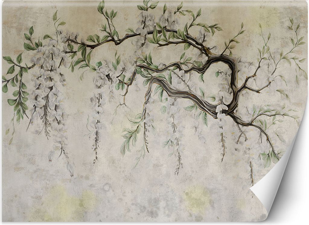 Vlies fototapete Hängende Blumen Minimalismus 150x105 cm Feeby Grau inkl. Kleber einfache Montage