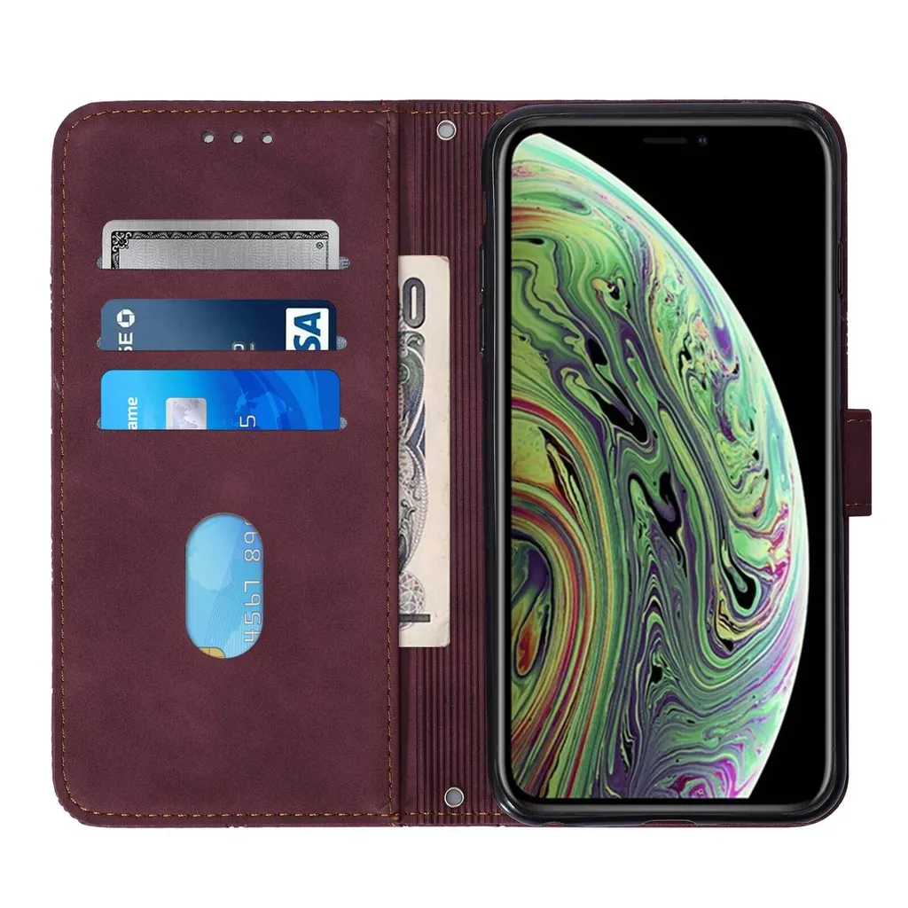 Cover Protettiva iPhone XS Max: Portafoglio Rosso con Goffratura Stand - 4