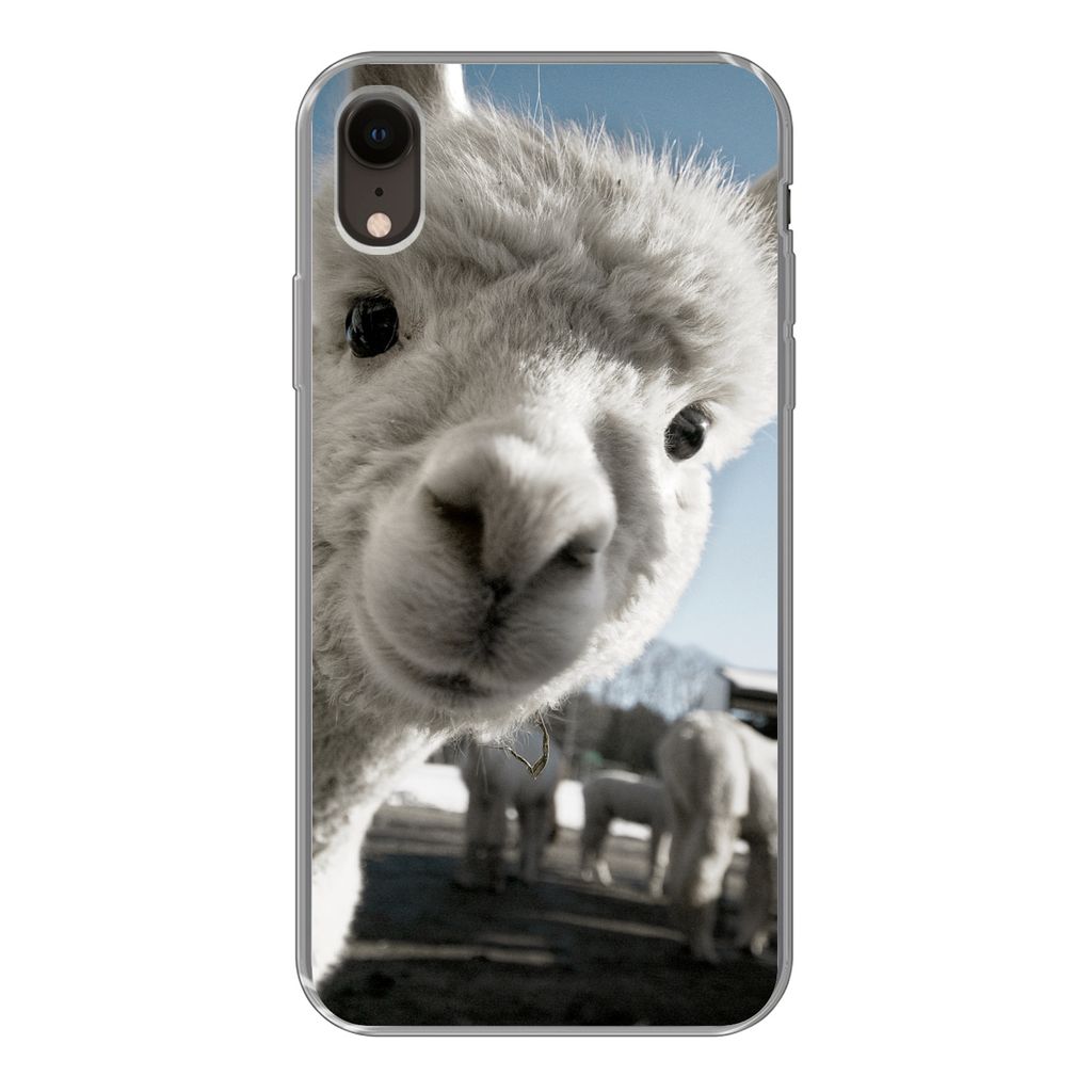 MuchoWow Handyhülle Schutzhülle Hülle für iPhone XR Alpaka - Weiß - Tier Silikon Softcase Handy Hülle - Schutzdeckel