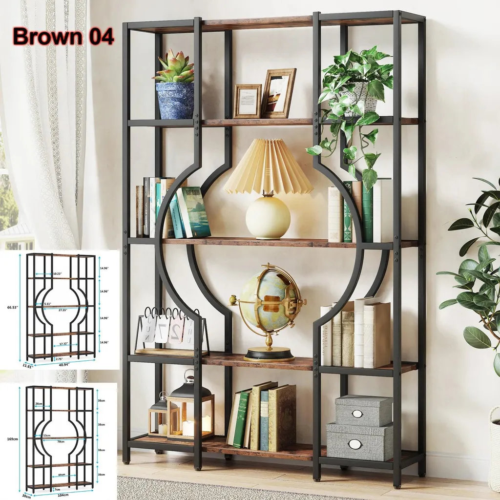 Meuble de rangement industriel blanc pour salon et bureau 5 niveaux