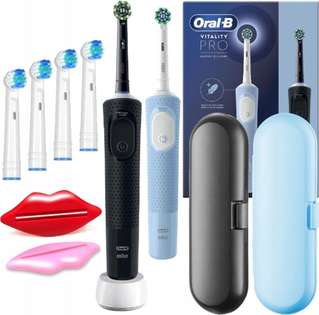 Oral-B | Elektrische Zahnbürsten - Vitality Pro D103 - Schwarz und Blau - 3 Reinigungsmodi - mit Etui