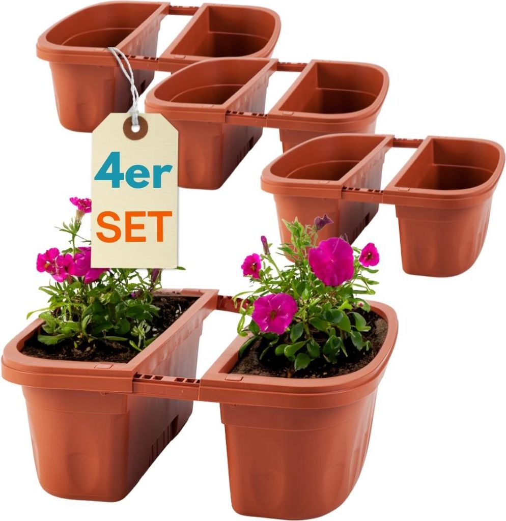 4er Set Blumenkasten Balkongeländer Beidseitig Balkon Produktbild 