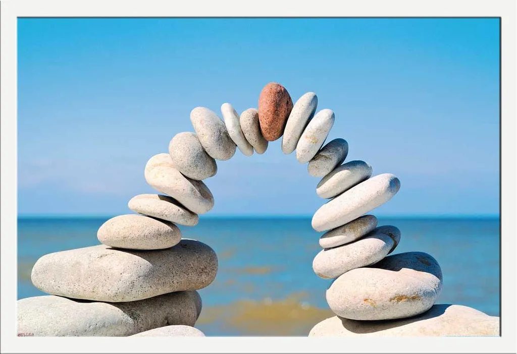 Poster Zen Arc en pierre Équilibre Shinsuke Maxi MDF Blanc 61x91,5 cm