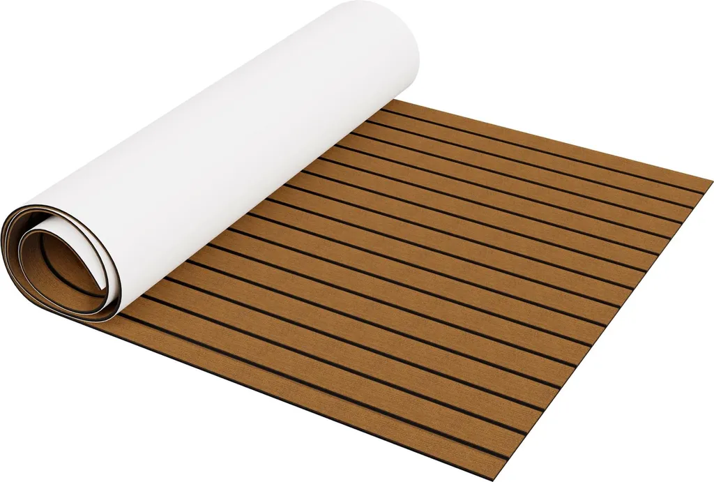 Tapis de Bateau en Mousse EVA Antidérapante 240x45cm Imperméable Marron