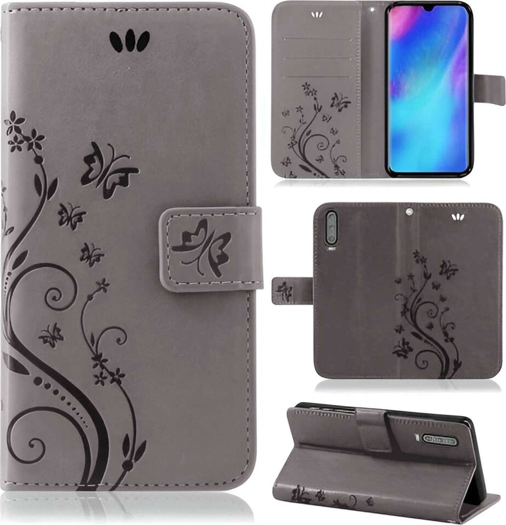 Handytasche für Huawei P30 Blumen Flip Cover Buchhülle mit Produktbild 