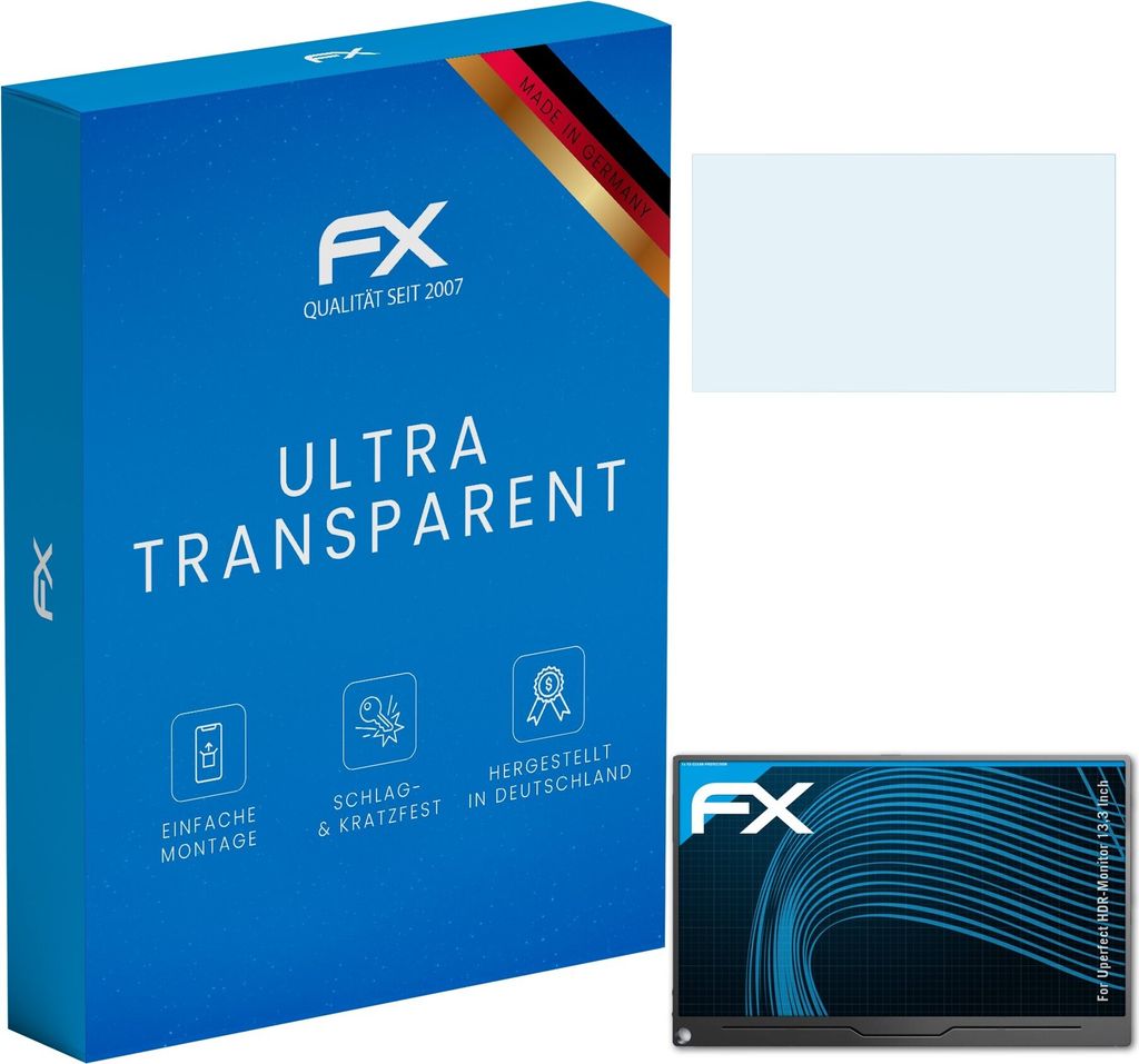 atFoliX FX-Clear Schutzfolie kompatibel mit Uperfect HDR-Monitor 13,3 Inch Displayschutzfolie