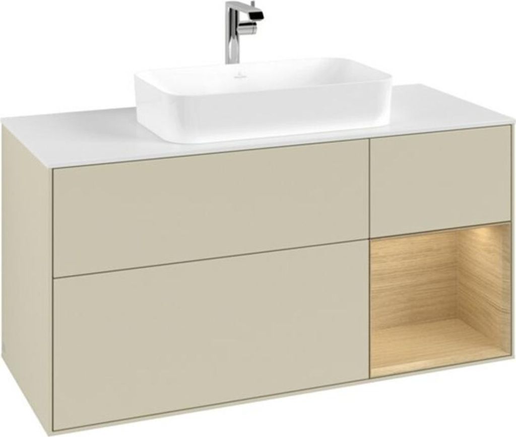 V&B Waschtischunterschrank Finion 120cm, Pl w m, Rg re Oa ven, si Gr m Lac