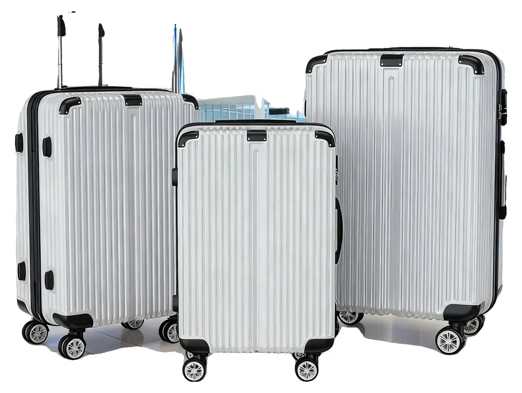 Finis les bagages lourds : valise ABS argent légère et maniable à 360 deg