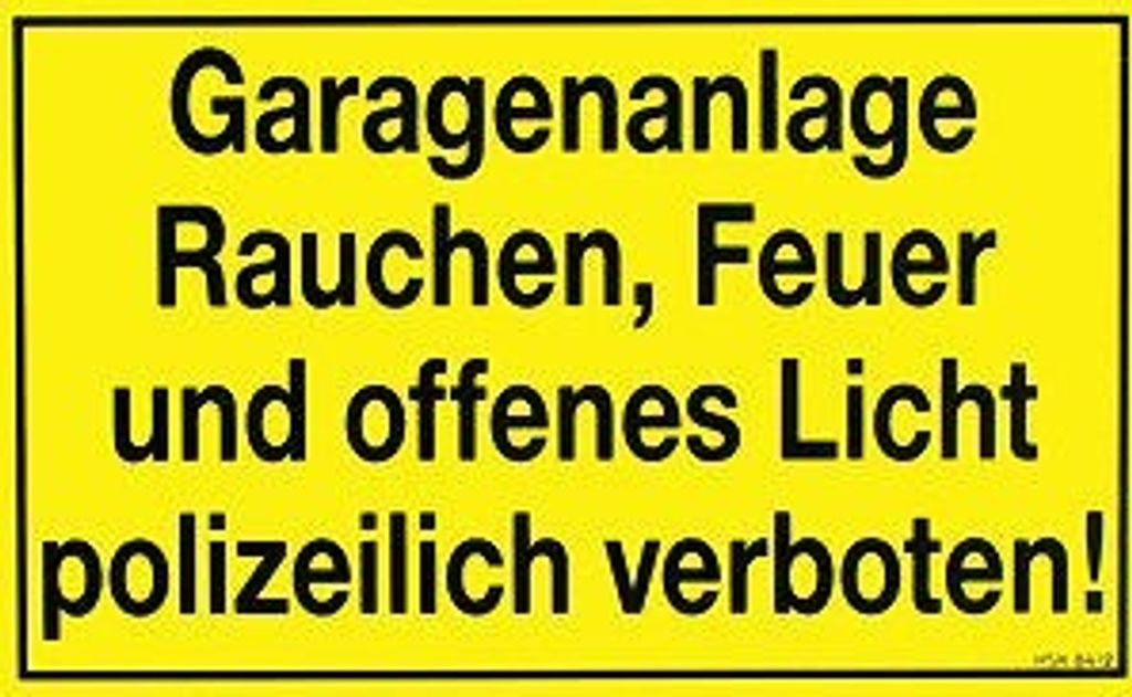 Warnschild - GARAGENANLAGE - Gr. 25 x 15 cm - Feuer Sicherheit - 308412