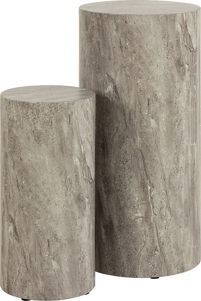 Set Sockel Dice - 2Stück - Ø34x70 cm - grauer Marmor