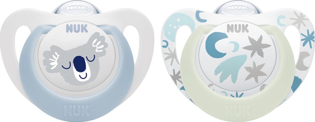 NUK Star Day&Night Silikon-Schnuller 10175287 | BPA-frei | 2 Stück | blau{weiß