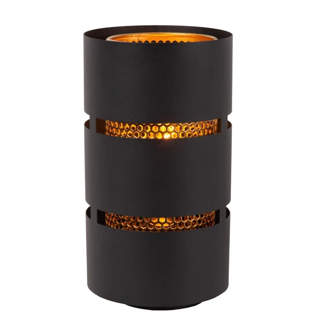 Lampe de chevet design métal noir et or Rosas E27 pour salon et bureau