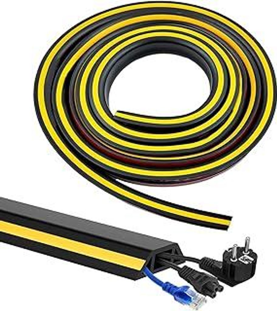400 cm Boden Selbstklebend Flexibler Kabelkanal, Schwarz Flexibel PVC Kabelkanal, Einfach Zu Schneidende Kabelschutzmatte Zum Kabelschutz, Kabelkan...