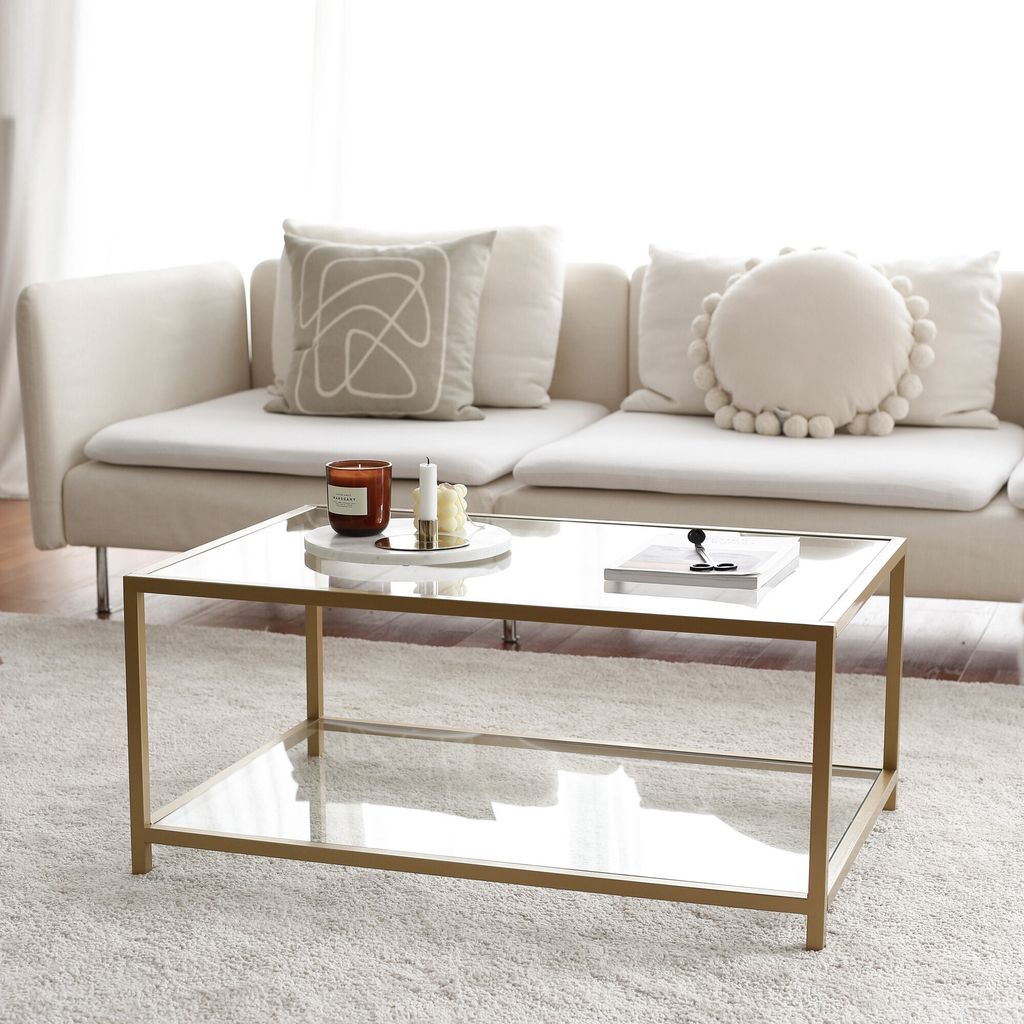 Skye Decor, Astro, Couchtische, Or, Verre, 90 x 40 x 60 cm Image du produit 