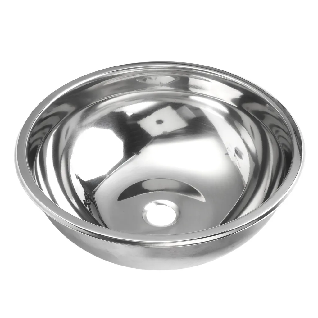 Évier de bar circulaire encastrable en inox pour plan de travail étroit