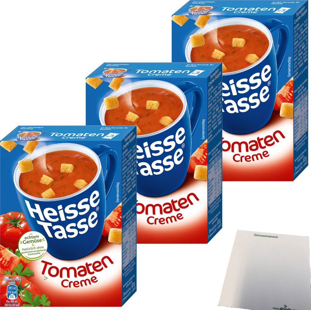 Erasco Heisse Tasse Tomaten-Cremesuppe 3er Pack (9 Beutel a 21g) + usy Block