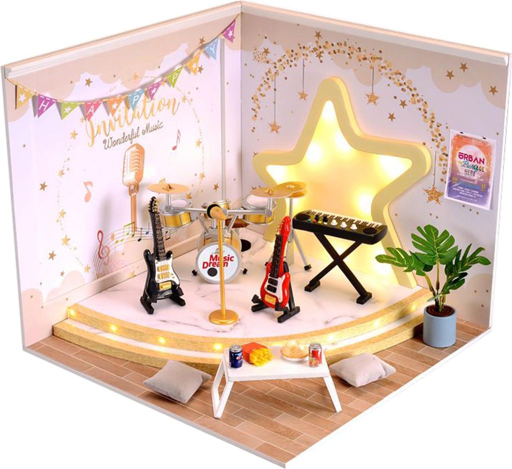 DIY Miniatur Puppenhaus Kits Holz Puppenhaus Modell Spielzeug Elektronisches Kind Geburtstagsgeschenk