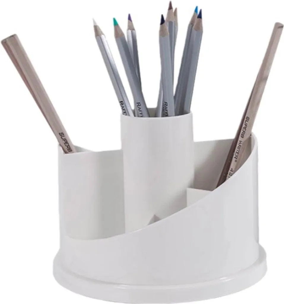 Grand Pot à Crayons Rotatif 360° avec Compartiments Multifonctionnels - 2
