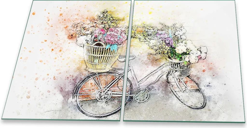 Copertura Piano Cottura in Vetro 2 Pezzi 40x52cm Fiori Bianchi Minimal