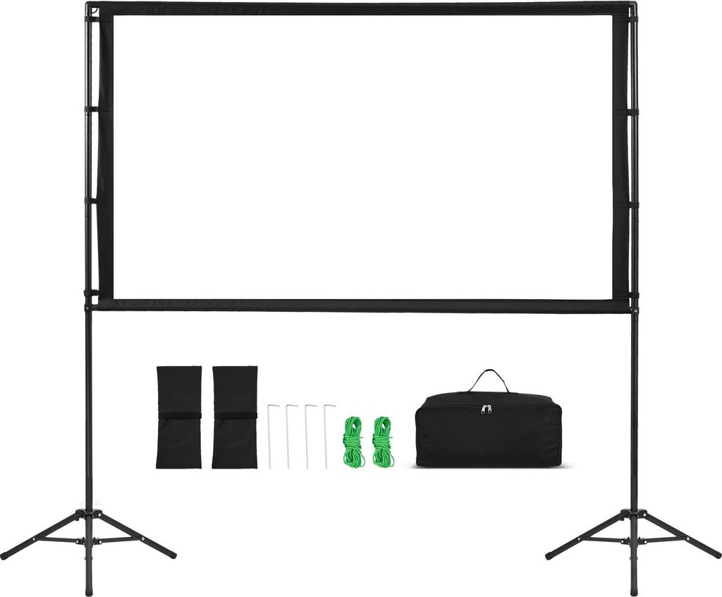 SucceBuy Projektionsleinwand (84 Zoll) mit 160° Betrachtungswinkel & stabilen Doppelstativ, Leinwand für Projektoren innen und außen 16:9 4K HD,...