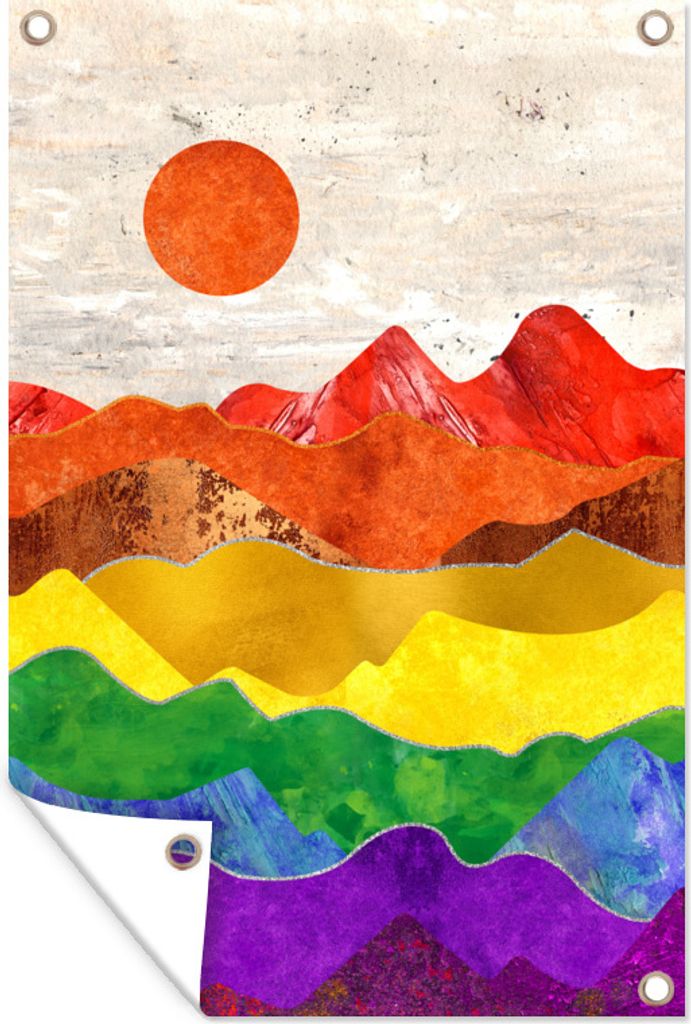 MuchoWow 80x120 cm Outdoor-Poster Gartendeko Sichtschutz Garten Poster für den Garten Regenbogen - Stolz - Schwul