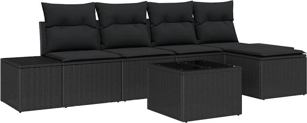 "im Sonderangebot" Garten-Sofa-Set - elegantes Design - Sitzgruppe mit Sofa, Tisch - mit Kissen 5 pcs Schwarz Poly-Rattan - Terassenmöbel DEMöbel...