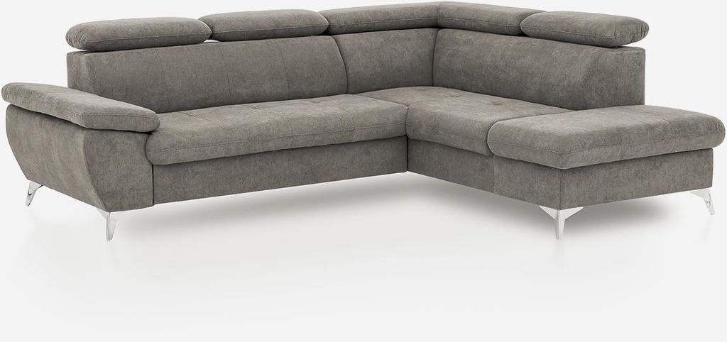 Verstellbares 3-Sitzer Schlafsofa mit rechter Ottomane und Stauraum Tova - Grau