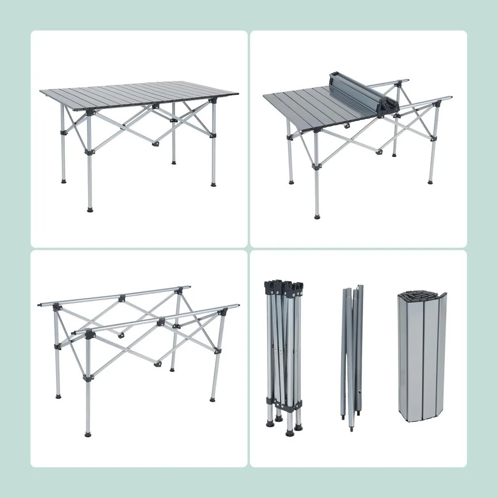 Table de camping pliable en acier avec sac de transport - Modèle T100