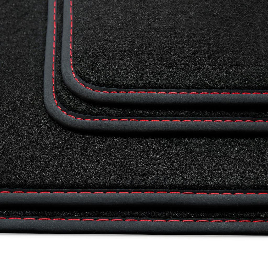 Velours Fußmatten passend für Audi Q6 e-tron / SQ6 e-tron 2024- Deluxe Velours, Naht:Rot