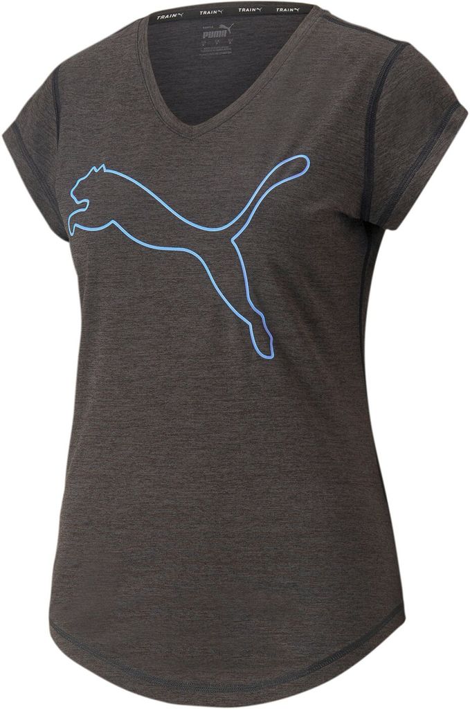 PUMA Train Favorite Heather Cat Trainingsshirt Damen 56 - puma black heather/elektro purple XS